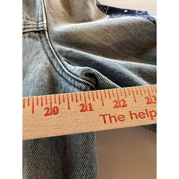 LAUREN MOSHI oversized peace love bandana stars studded jean jacket L designer - Picture 8 of 9